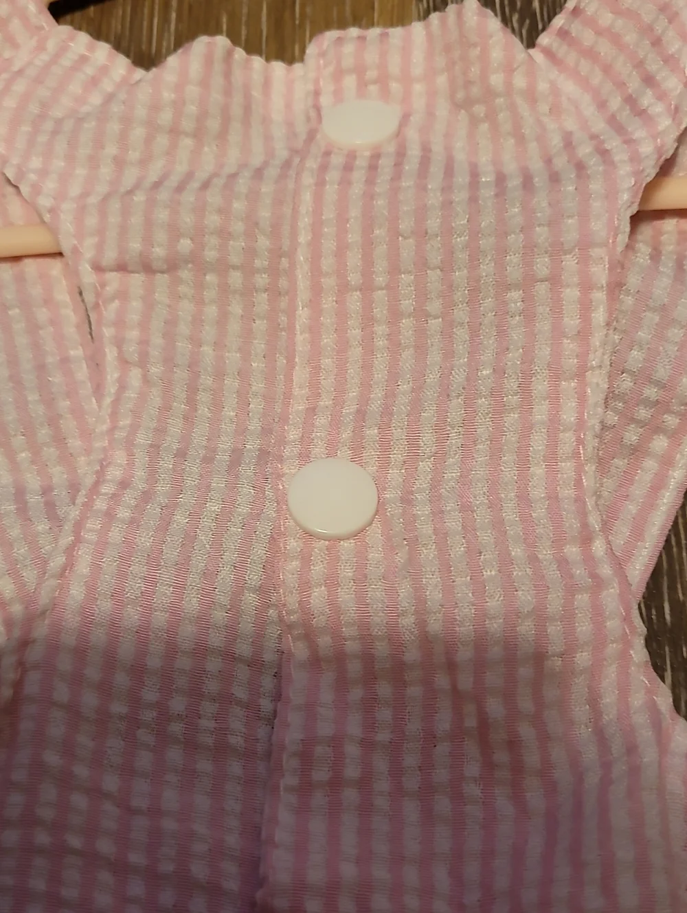 Doggie Dress Pink Ehite Seersucker With Ruffles Bow